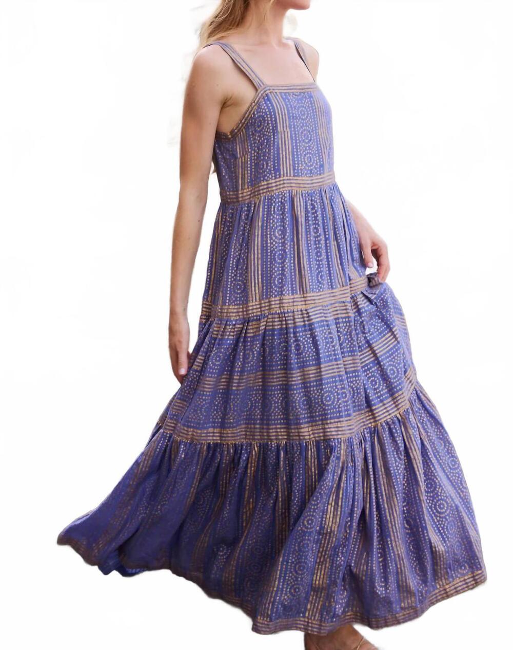 NEW OLIPHANT strappy maxi dress in helene blue